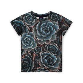 Детская футболка 3D с принтом Цветы Розы в Екатеринбурге, 100% гипоаллергенный полиэфир | прямой крой, круглый вырез горловины, длина до линии бедер, чуть спущенное плечо, ткань немного тянется | bloom | blossom | flos | flowers | steel roses | красота | лепестки | растения | цветки | цветы