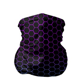 Бандана-труба 3D с принтом НЕОНОВЫЕ СОТЫ в Екатеринбурге, 100% полиэстер, ткань с особыми свойствами — Activecool | плотность 150‒180 г/м2; хорошо тянется, но сохраняет форму | abstraction | cyberpunk | geometry | hexagon | neon | stripes | techno | texture | triangle | абстракция | геометрия | краски | неон | неоновый | сетка | соты | стальная броня | текстура