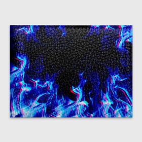 Обложка для студенческого билета с принтом СИНИЙ ОГОНЬ ГЛИТЧ | BLUE FIRE GLITCH в Екатеринбурге, натуральная кожа | Размер: 11*8 см; Печать на всей внешней стороне | Тематика изображения на принте: abstraction | fire | flame | geometry | hexagon | neon | paints | stripes | texture | triangle | абстракция | брызги | геометрия | краски | неон | неоновый | огонь | соты | текстура