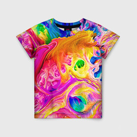 Детская футболка 3D с принтом TIE DYE в Екатеринбурге, 100% гипоаллергенный полиэфир | прямой крой, круглый вырез горловины, длина до линии бедер, чуть спущенное плечо, ткань немного тянется | abstraction | geometry | hexagon | neon | paints | stripes | texture | tie dye | triangle | абстракция | брызги | геометрия | краски | неон | неоновый | соты | тай дай | текстура