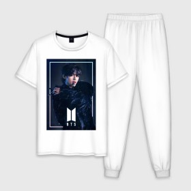 Мужская пижама хлопок с принтом BTS Black Swan в Екатеринбурге, 100% хлопок | брюки и футболка прямого кроя, без карманов, на брюках мягкая резинка на поясе и по низу штанин
 | black swan