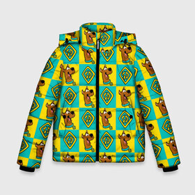 Зимняя куртка для мальчиков 3D с принтом Scooby-Doo Logo в Екатеринбурге, ткань верха — 100% полиэстер; подклад — 100% полиэстер, утеплитель — 100% полиэстер | длина ниже бедра, удлиненная спинка, воротник стойка и отстегивающийся капюшон. Есть боковые карманы с листочкой на кнопках, утяжки по низу изделия и внутренний карман на молнии. 

Предусмотрены светоотражающий принт на спинке, радужный светоотражающий элемент на пуллере молнии и на резинке для утяжки | scooby doo | vdosadir | скуберт фон дуенхеймер | скуби ду | уильям ханна