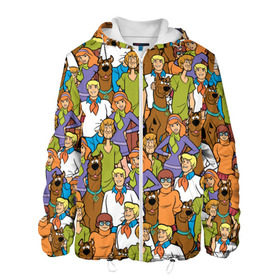 Мужская куртка 3D с принтом Scooby-Doo Team в Екатеринбурге, ткань верха — 100% полиэстер, подклад — флис | прямой крой, подол и капюшон оформлены резинкой с фиксаторами, два кармана без застежек по бокам, один большой потайной карман на груди. Карман на груди застегивается на липучку | Тематика изображения на принте: fred jones | scooby doo | vdosadir | velma dinkle | велма динкли | дафна блейк | скуберт фон дуенхеймер | скуби ду | уильям ханна | фред джонс | шегги