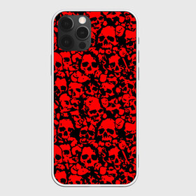 Чехол для iPhone 12 Pro с принтом КРАСНЫЕ ЧЕРЕПА | RED SKULL в Екатеринбурге, силикон | область печати: задняя сторона чехла, без боковых панелей | Тематика изображения на принте: abstraction | bones | geometry | hexagon | neon | paints | skull | stripes | texture | triangle | абстракция | брызги | геометрия | краски | неон | неоновый | соты | текстура | черепа