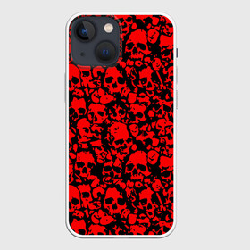 Чехол для iPhone 13 mini с принтом КРАСНЫЕ ЧЕРЕПА | RED SKULL в Екатеринбурге,  |  | abstraction | bones | geometry | hexagon | neon | paints | skull | stripes | texture | triangle | абстракция | брызги | геометрия | краски | неон | неоновый | соты | текстура | черепа