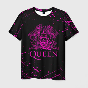Мужская футболка 3D с принтом QUEEN  в Екатеринбурге, 100% полиэфир | прямой крой, круглый вырез горловины, длина до линии бедер | queen | rock | we will rock you | брайан мэи | группа queen | группа квин | джон дикон | квин | королева | король | роджер тейлор | рок | фредди меркьюри