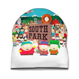 Шапка 3D с принтом South Park в Екатеринбурге, 100% полиэстер | универсальный размер, печать по всей поверхности изделия | south park | sp | батерс | баттерс | гарисон | енот | кайл  брофловски | картман | кеннет | кенни | маки | макки | маккормик | марш | мистер | мистереон | мультфильм | полотенчик | ренди | саус парк | сауспарк