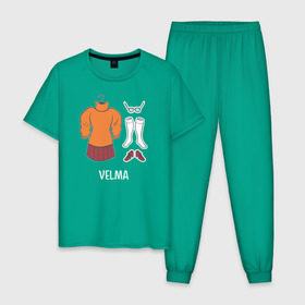 Мужская пижама хлопок с принтом Velma в Екатеринбурге, 100% хлопок | брюки и футболка прямого кроя, без карманов, на брюках мягкая резинка на поясе и по низу штанин
 | scooby doo | vdosadir | velma dinkle | велма динкли | скуби ду | уильям ханна