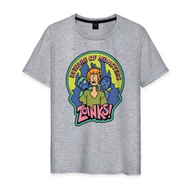 Мужская футболка хлопок с принтом Zoinks ! в Екатеринбурге, 100% хлопок | прямой крой, круглый вырез горловины, длина до линии бедер, слегка спущенное плечо. | scooby doo | shaggy | vdosadir | скуби ду | уильям ханна | шегги