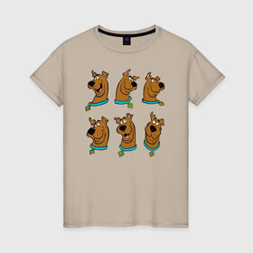 Женская футболка хлопок с принтом Scooby-Doo в Екатеринбурге, 100% хлопок | прямой крой, круглый вырез горловины, длина до линии бедер, слегка спущенное плечо | scooby doo | vdosadir | скуберт фон дуенхеймер | скуби ду | уильям ханна