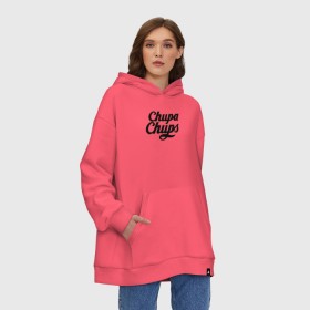 Худи SuperOversize хлопок с принтом Chupa-Chups Logo в Екатеринбурге, 70% хлопок, 30% полиэстер, мягкий начес внутри | карман-кенгуру, эластичная резинка на манжетах и по нижней кромке, двухслойный капюшон
 | chupa chups | confectus | confetto | бренд | конфета | сладкое | сладость | сосалка | соска | чупа | чупа чупс | чупс