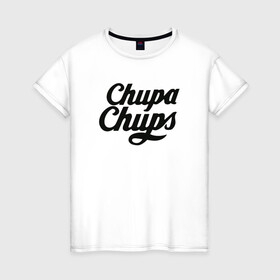 Женская футболка хлопок с принтом Chupa-Chups Logo в Екатеринбурге, 100% хлопок | прямой крой, круглый вырез горловины, длина до линии бедер, слегка спущенное плечо | chupa chups | confectus | confetto | бренд | конфета | сладкое | сладость | сосалка | соска | чупа | чупа чупс | чупс