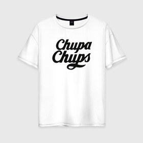 Женская футболка хлопок Oversize с принтом Chupa-Chups Logo в Екатеринбурге, 100% хлопок | свободный крой, круглый ворот, спущенный рукав, длина до линии бедер
 | chupa chups | confectus | confetto | бренд | конфета | сладкое | сладость | сосалка | соска | чупа | чупа чупс | чупс