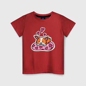 Детская футболка хлопок с принтом Любимый корги в Екатеринбурге, 100% хлопок | круглый вырез горловины, полуприлегающий силуэт, длина до линии бедер | corgi | корги | маленькая собачка | милый | милый корги | рыжая | рыжая собачка | собака | собачка | такси
