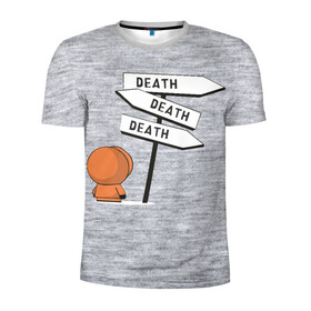 Мужская футболка 3D спортивная с принтом DEATH в Екатеринбурге, 100% полиэстер с улучшенными характеристиками | приталенный силуэт, круглая горловина, широкие плечи, сужается к линии бедра | cartman | kenny | kyle | south park | stan | кайл | картман | кенни | стэн | южный парк