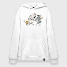 Худи SuperOversize хлопок с принтом Tom&Jerry в Екатеринбурге, 70% хлопок, 30% полиэстер, мягкий начес внутри | карман-кенгуру, эластичная резинка на манжетах и по нижней кромке, двухслойный капюшон
 | spike | tom  jerry | tom and jerry | tomjerry | tuffy | vdgerir | мамочка два тапочка | том и джери | том и джерри