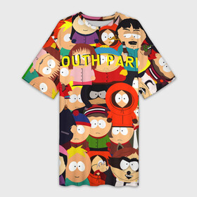Платье-футболка 3D с принтом SOUTH PARK в Екатеринбурге,  |  | cartman | kenny | kyle | south park | stan | кайл | картман | кенни | стэн | южный парк