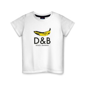 Детская футболка хлопок с принтом Dolce and Banana в Екатеринбурге, 100% хлопок | круглый вырез горловины, полуприлегающий силуэт, длина до линии бедер | banan | banana | dg | dolce banana | dolce gabana | dolce gabbana | антибренд | банан | бананы | гнилой | дольче габана | дольче габбана | крутая | модная | пародия | прикол | тренд