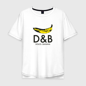 Мужская футболка хлопок Oversize с принтом Dolce and Banana в Екатеринбурге, 100% хлопок | свободный крой, круглый ворот, “спинка” длиннее передней части | banan | banana | dg | dolce banana | dolce gabana | dolce gabbana | антибренд | банан | бананы | гнилой | дольче габана | дольче габбана | крутая | модная | пародия | прикол | тренд