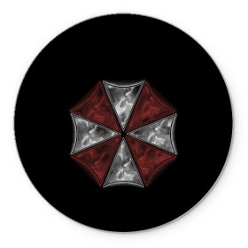 Коврик для мышки круглый с принтом Umbrella Corporation в Екатеринбурге, резина и полиэстер | круглая форма, изображение наносится на всю лицевую часть | 2 | biohazard | claire | evil | horror | raccoon | resident | survival | t virus | t вирус | выживание | зла | кеннеди | клэр | леон | обитель | раккун | редфилд | скотт | ужас