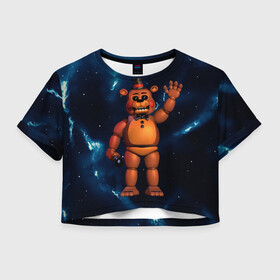 Женская футболка Crop-top 3D с принтом Five Nights At Freddys в Екатеринбурге, 100% полиэстер | круглая горловина, длина футболки до линии талии, рукава с отворотами | 5 ночей с фредди | five nights at freddys | fnaf | horror | nightmare | страшилки | ужасы | фнаф | фредди фазбер | хоррор