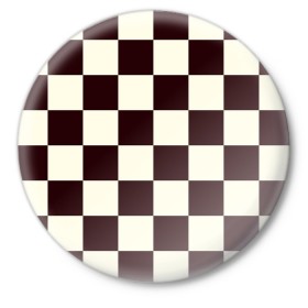 Значок с принтом Шахматка в Екатеринбурге,  металл | круглая форма, металлическая застежка в виде булавки | квадраты | текстуры | узор шахматка | узоры | чб | чб квадраты | чб узор | шахматка | шахматная доска | шахматы