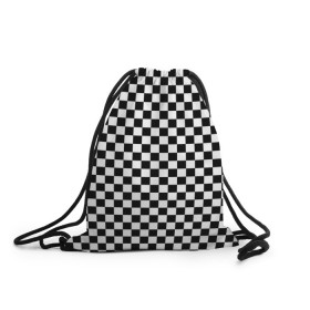 Рюкзак-мешок 3D с принтом Шахматка мелкая в Екатеринбурге, 100% полиэстер | плотность ткани — 200 г/м2, размер — 35 х 45 см; лямки — толстые шнурки, застежка на шнуровке, без карманов и подкладки | квадраты | мелкая шахматка | текстуры | узор шахматка | узоры | чб | чб квадраты | чб узор | шахматка | шахматная доска | шахматы