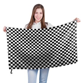 Флаг 3D с принтом Шахматка мелкая в Екатеринбурге, 100% полиэстер | плотность ткани — 95 г/м2, размер — 67 х 109 см. Принт наносится с одной стороны | квадраты | мелкая шахматка | текстуры | узор шахматка | узоры | чб | чб квадраты | чб узор | шахматка | шахматная доска | шахматы