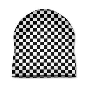 Шапка 3D с принтом Шахматка мелкая в Екатеринбурге, 100% полиэстер | универсальный размер, печать по всей поверхности изделия | квадраты | мелкая шахматка | текстуры | узор шахматка | узоры | чб | чб квадраты | чб узор | шахматка | шахматная доска | шахматы