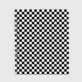 Тетрадь с принтом Шахматка мелкая в Екатеринбурге, 100% бумага | 48 листов, плотность листов — 60 г/м2, плотность картонной обложки — 250 г/м2. Листы скреплены сбоку удобной пружинной спиралью. Уголки страниц и обложки скругленные. Цвет линий — светло-серый
 | Тематика изображения на принте: квадраты | мелкая шахматка | текстуры | узор шахматка | узоры | чб | чб квадраты | чб узор | шахматка | шахматная доска | шахматы