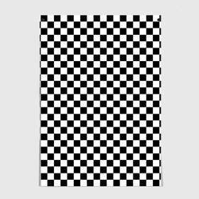 Постер с принтом Шахматка мелкая в Екатеринбурге, 100% бумага
 | бумага, плотность 150 мг. Матовая, но за счет высокого коэффициента гладкости имеет небольшой блеск и дает на свету блики, но в отличии от глянцевой бумаги не покрыта лаком | квадраты | мелкая шахматка | текстуры | узор шахматка | узоры | чб | чб квадраты | чб узор | шахматка | шахматная доска | шахматы