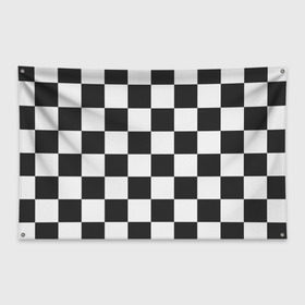 Флаг-баннер с принтом Шахматка в Екатеринбурге, 100% полиэстер | размер 67 х 109 см, плотность ткани — 95 г/м2; по краям флага есть четыре люверса для крепления | квадраты | текстуры | узор шахматка | узоры | чб | чб квадраты | чб узор | шахматка | шахматная доска | шахматы