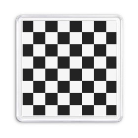 Магнит 55*55 с принтом Шахматка в Екатеринбурге, Пластик | Размер: 65*65 мм; Размер печати: 55*55 мм | Тематика изображения на принте: квадраты | текстуры | узор шахматка | узоры | чб | чб квадраты | чб узор | шахматка | шахматная доска | шахматы