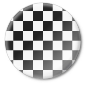 Значок с принтом Шахматка в Екатеринбурге,  металл | круглая форма, металлическая застежка в виде булавки | Тематика изображения на принте: квадраты | текстуры | узор шахматка | узоры | чб | чб квадраты | чб узор | шахматка | шахматная доска | шахматы
