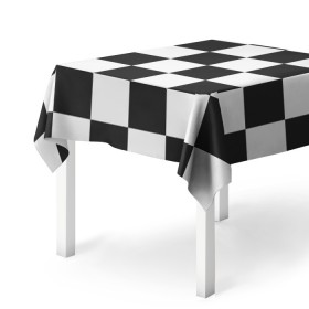 Скатерть 3D с принтом Шахматка в Екатеринбурге, 100% полиэстер (ткань не мнется и не растягивается) | Размер: 150*150 см | квадраты | текстуры | узор шахматка | узоры | чб | чб квадраты | чб узор | шахматка | шахматная доска | шахматы