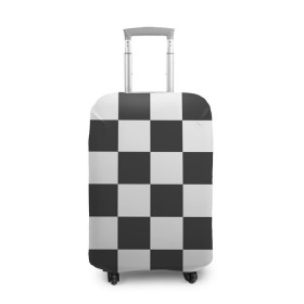 Чехол для чемодана 3D с принтом Шахматка в Екатеринбурге, 86% полиэфир, 14% спандекс | двустороннее нанесение принта, прорези для ручек и колес | квадраты | текстуры | узор шахматка | узоры | чб | чб квадраты | чб узор | шахматка | шахматная доска | шахматы