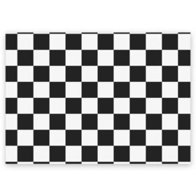 Поздравительная открытка с принтом Шахматка в Екатеринбурге, 100% бумага | плотность бумаги 280 г/м2, матовая, на обратной стороне линовка и место для марки
 | квадраты | текстуры | узор шахматка | узоры | чб | чб квадраты | чб узор | шахматка | шахматная доска | шахматы