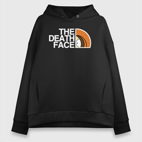 Женское худи Oversize хлопок с принтом The death face в Екатеринбурге, френч-терри — 70% хлопок, 30% полиэстер. Мягкий теплый начес внутри —100% хлопок | боковые карманы, эластичные манжеты и нижняя кромка, капюшон на магнитной кнопке | Тематика изображения на принте: south park | sp | the north face | батерс | баттерс | гарисон | кайл  брофловски | картман | кеннет | кенни | макки | маккормик | марш | мистер | мультфильм | норт фейс | полотенчи | ренди | саус парк | сауспарк | стэн