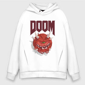 Мужское худи Oversize хлопок с принтом DOOM в Екатеринбурге, френч-терри — 70% хлопок, 30% полиэстер. Мягкий теплый начес внутри —100% хлопок | боковые карманы, эластичные манжеты и нижняя кромка, капюшон на магнитной кнопке | demons | devil | doom | doom eternal | doom slayer | hell | slayer | ад | демоны | дум