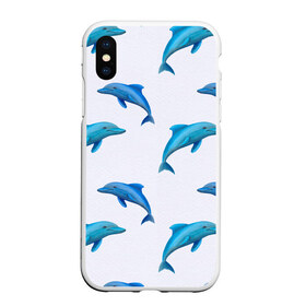 Чехол для iPhone XS Max матовый с принтом Рай для дельфина в Екатеринбурге, Силикон | Область печати: задняя сторона чехла, без боковых панелей | арт | дельфин | дельфины | искусство | морское | океан | паттерн | рыба | рыбы