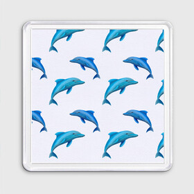 Магнит 55*55 с принтом Рай для дельфина в Екатеринбурге, Пластик | Размер: 65*65 мм; Размер печати: 55*55 мм | Тематика изображения на принте: арт | дельфин | дельфины | искусство | морское | океан | паттерн | рыба | рыбы