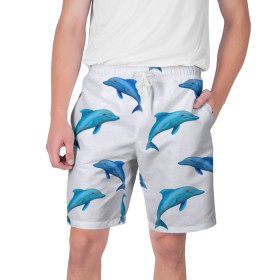 Мужские шорты 3D с принтом Рай для дельфина в Екатеринбурге,  полиэстер 100% | прямой крой, два кармана без застежек по бокам. Мягкая трикотажная резинка на поясе, внутри которой широкие завязки. Длина чуть выше колен | арт | дельфин | дельфины | искусство | морское | океан | паттерн | рыба | рыбы