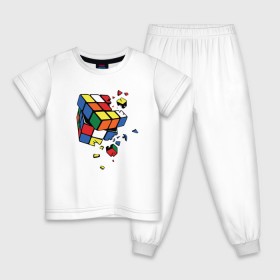 Детская пижама хлопок с принтом Кубик Рубика в Екатеринбурге, 100% хлопок |  брюки и футболка прямого кроя, без карманов, на брюках мягкая резинка на поясе и по низу штанин
 | абстракция | арт | головоломка | кубик рубик | кубик рубика