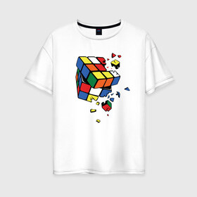 Женская футболка хлопок Oversize с принтом Кубик Рубика в Екатеринбурге, 100% хлопок | свободный крой, круглый ворот, спущенный рукав, длина до линии бедер
 | абстракция | арт | головоломка | кубик рубик | кубик рубика