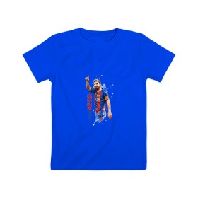 Детская футболка хлопок с принтом Месси в Екатеринбурге, 100% хлопок | круглый вырез горловины, полуприлегающий силуэт, длина до линии бедер | Тематика изображения на принте: lionel | messi | барса | барселона | испания | лионель | месси | футбол
