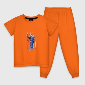 Детская пижама хлопок с принтом Месси в Екатеринбурге, 100% хлопок |  брюки и футболка прямого кроя, без карманов, на брюках мягкая резинка на поясе и по низу штанин
 | Тематика изображения на принте: lionel | messi | барса | барселона | испания | лионель | месси | футбол
