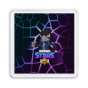 Магнит 55*55 с принтом BRAWL STARS CROW в Екатеринбурге, Пластик | Размер: 65*65 мм; Размер печати: 55*55 мм | bibi | brawl | brawl stars | crow | leon | max | sally | shark | stars | акула | биби | бравл | бравл старс | браво старс | игра | компьютерная | кров | леон | леон акула | старс | шарк