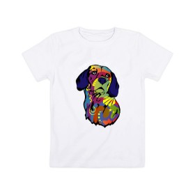 Детская футболка хлопок с принтом Берегись биглей в Екатеринбурге, 100% хлопок | круглый вырез горловины, полуприлегающий силуэт, длина до линии бедер | абстракция | бигль | сердце | собака