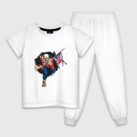 Детская пижама хлопок с принтом Iron Maiden в Екатеринбурге, 100% хлопок |  брюки и футболка прямого кроя, без карманов, на брюках мягкая резинка на поясе и по низу штанин
 | iron maiden | арт | железная дева | металл | музыка | рок группа