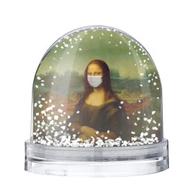 Снежный шар с принтом Мона Лиза в маске в Екатеринбурге, Пластик | Изображение внутри шара печатается на глянцевой фотобумаге с двух сторон | 2019 ncov | corona | corona time | coronavirus | covid 19 | mona lisa | virus | вирус | джаконда | здоровье | корона | коронавирус | медицина | мона лиза | пандемия